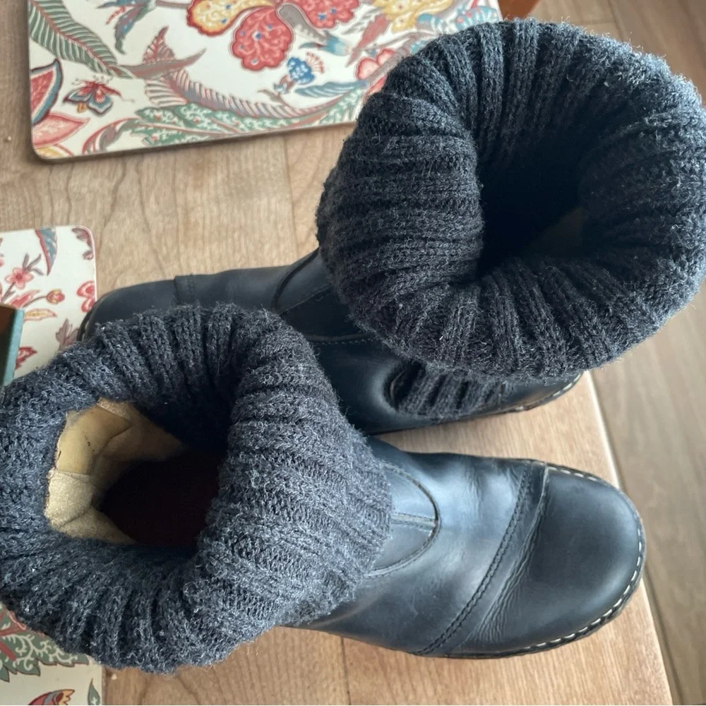 Women's 9 40 El Naturalista N097 Yggdrasil Brown Leather Boots Knit Cuff Booties